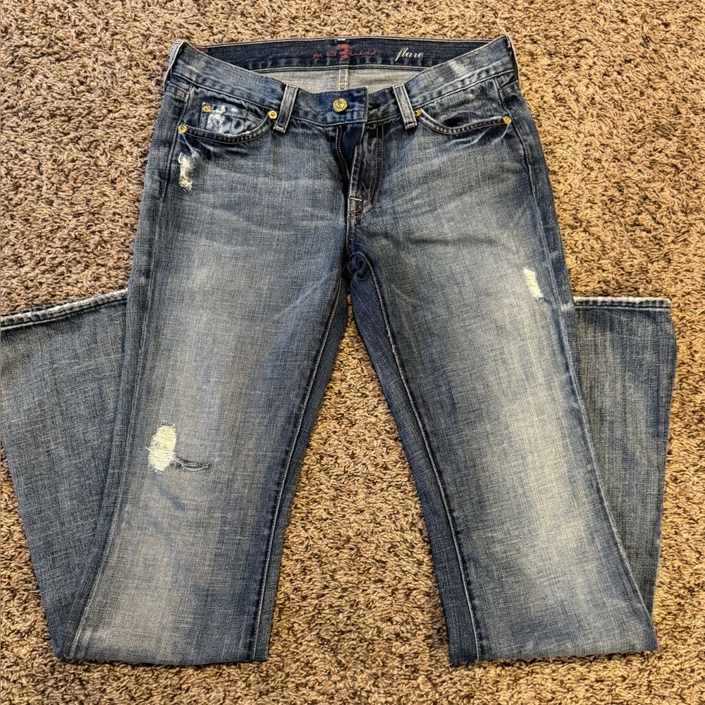 7 For All Mankind Flare Jeans with jewel design on back pockets Size 27